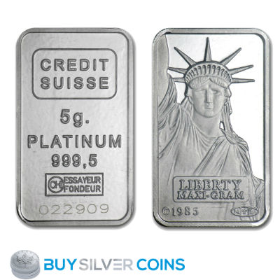 Credit Suisse Liberty 5 Gram Platinum Bar